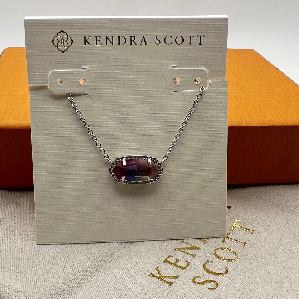 Kendra Scott Elisa Silver Pendant Necklace In Watercolor Illusion